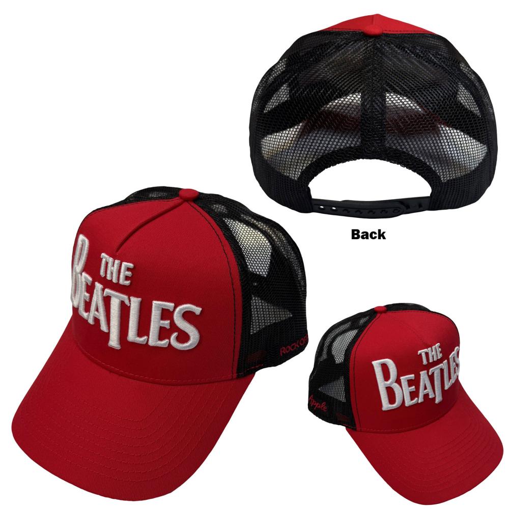 The Beatles - Drop T Logo & Apple Trucker cap - Red/Black